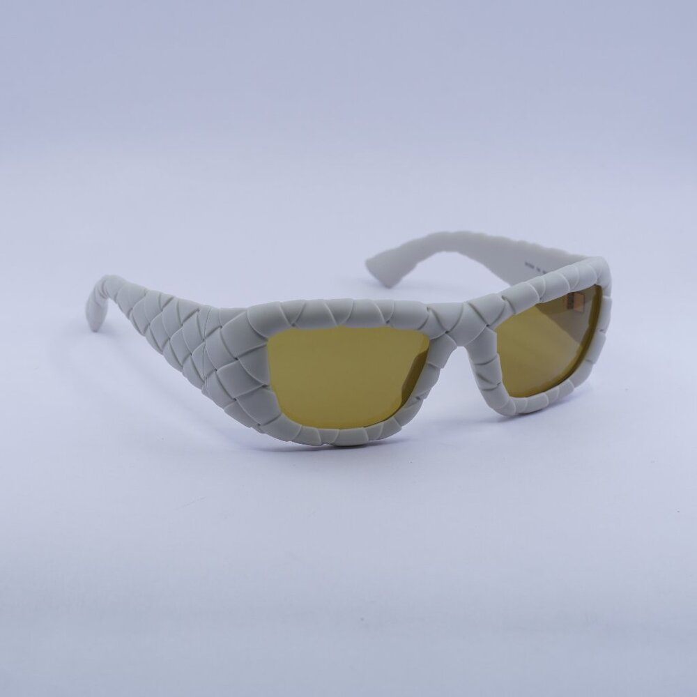 Bottega Veneta BV1303S 006 Sunglasses Chalk White Square Frame, Brown Lenses